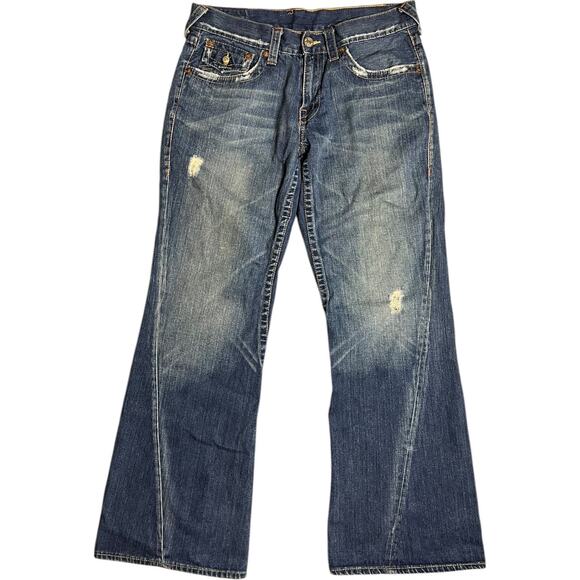 True Religion Buddah Nature Embroidered Y2K Joey Flare Jeans - Picture 3 of 7